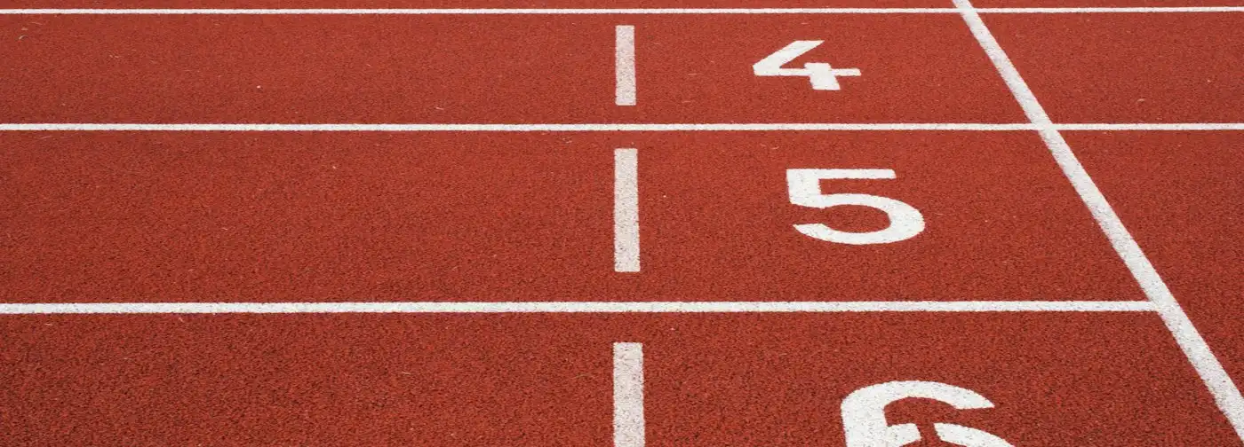 Lane numbers on a red running track